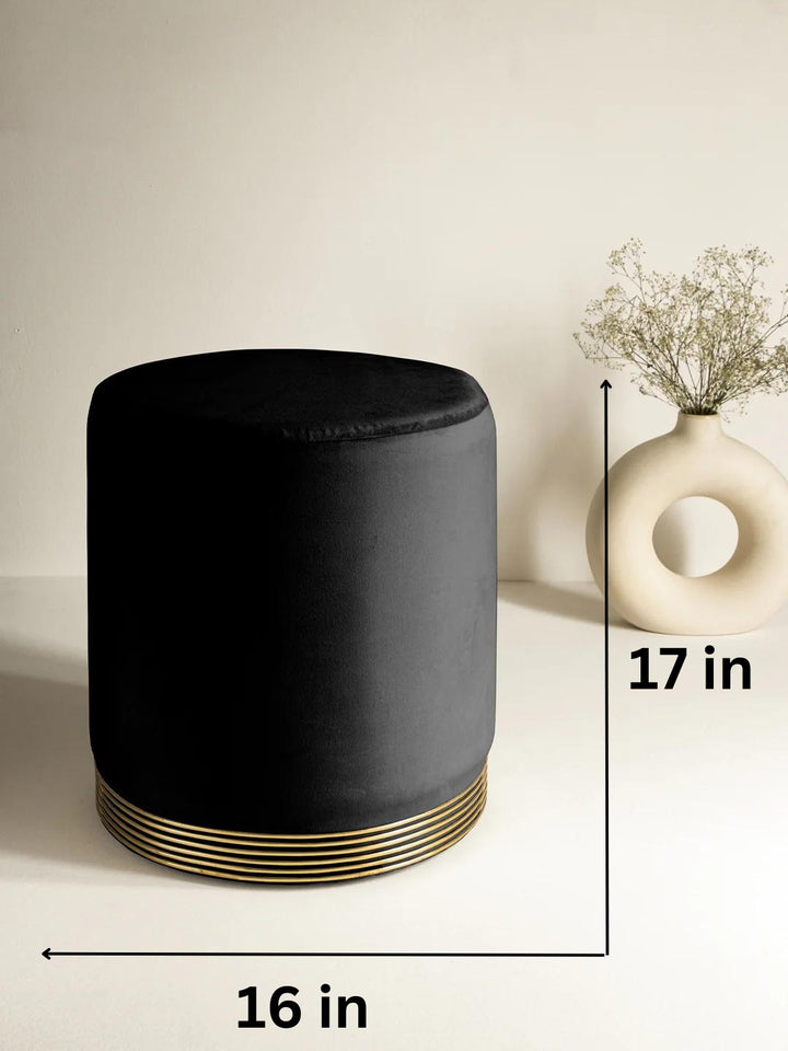 Midnight Black Stool With Gold Rings