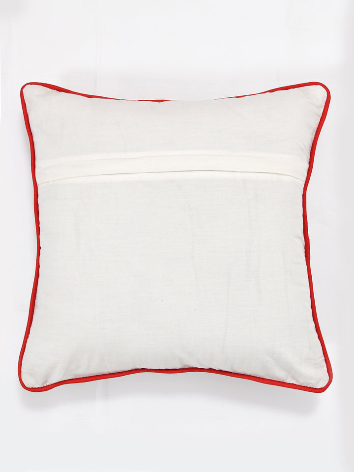 Cushion Covers Set of 2; Red Flowers & Birds