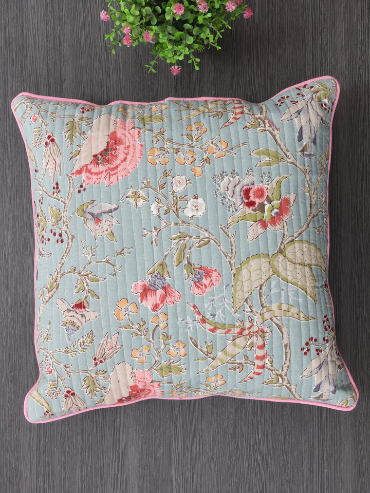 Cushion Covers Set of 2; Light Orange Flowers