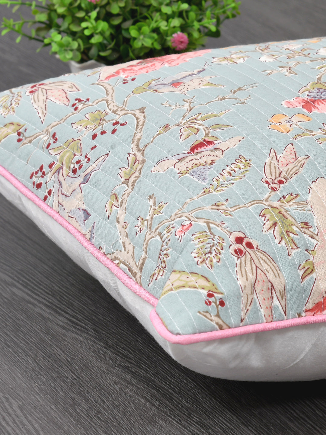 Cushion Covers Set of 2; Light Orange Flowers