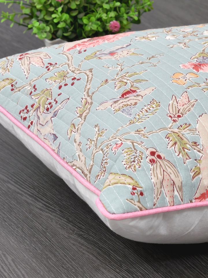 Cushion Covers Set of 2; Light Orange Flowers