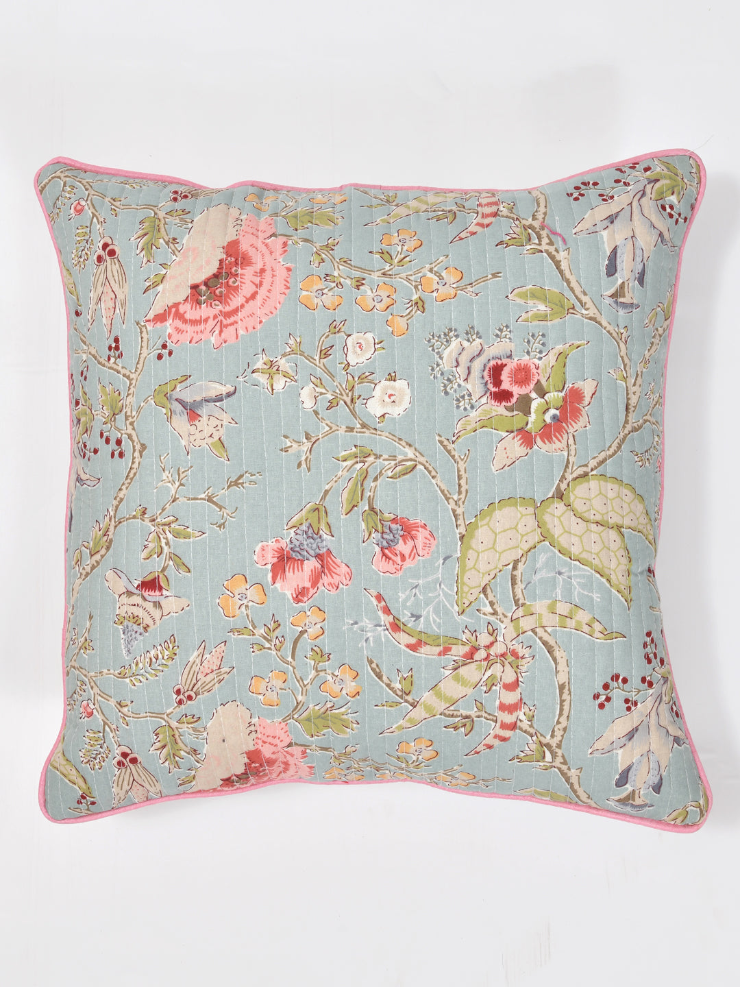 Cushion Covers Set of 2; Light Orange Flowers