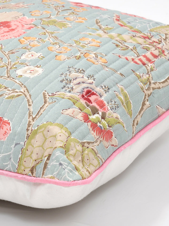 Cushion Covers Set of 2; Light Orange Flowers