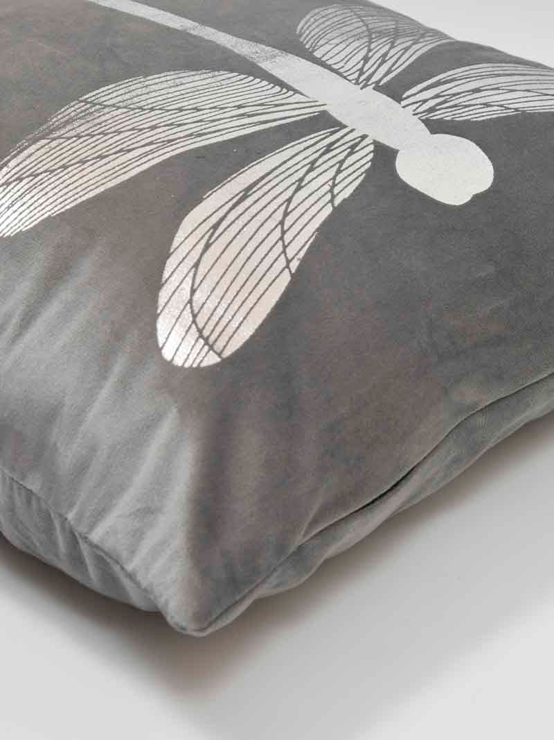 Velvet Cushion Covers; Set of 2; Butterfly On Grey