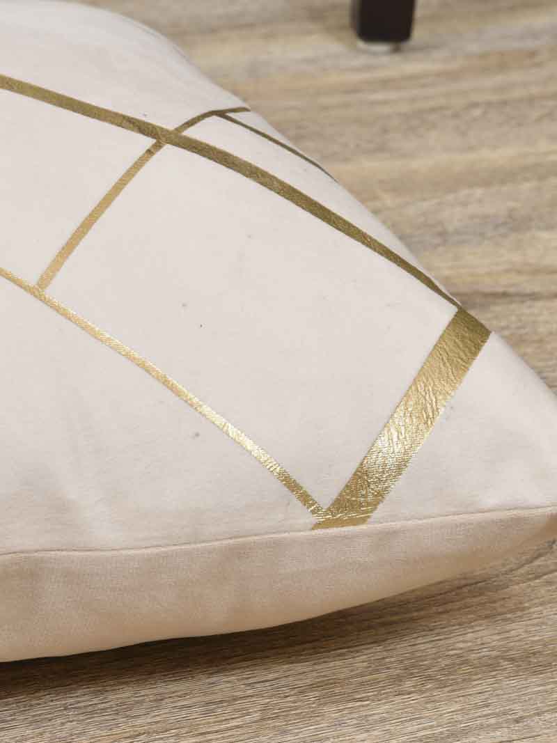 Velvet Cushion Covers; Set of 2; Geometric On Cream