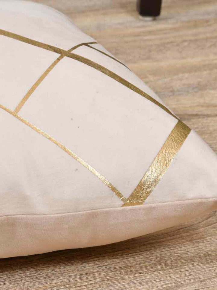 Velvet Cushion Covers; Set of 2; Geometric On Cream