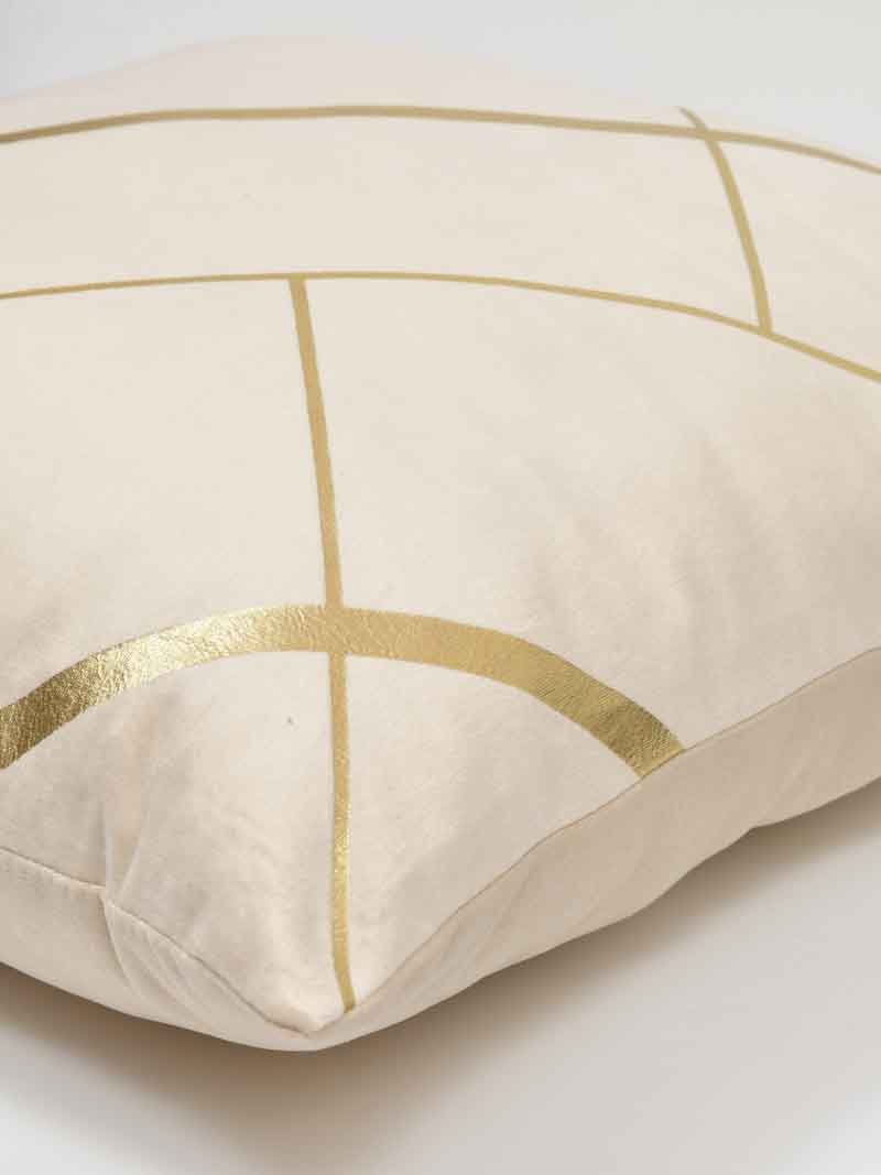 Velvet Cushion Covers; Set of 2; Geometric On Cream