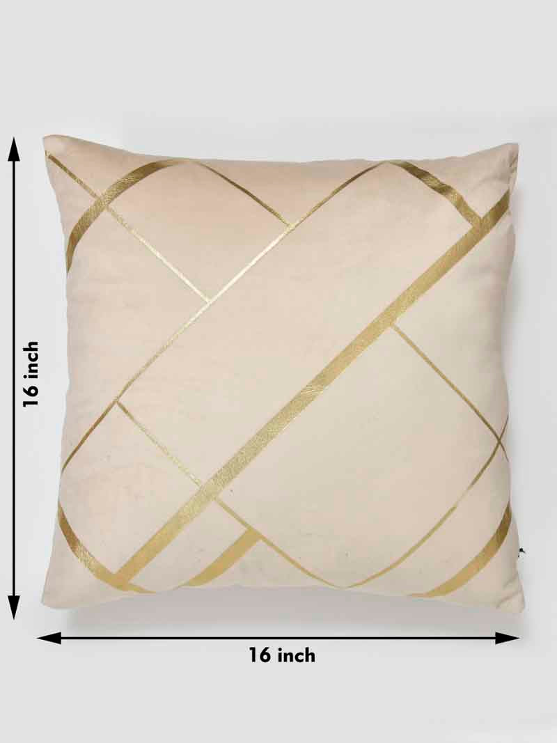 Velvet Cushion Covers; Set of 2; Geometric On Cream