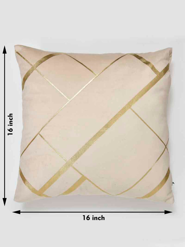 Velvet Cushion Covers; Set of 2; Geometric On Cream