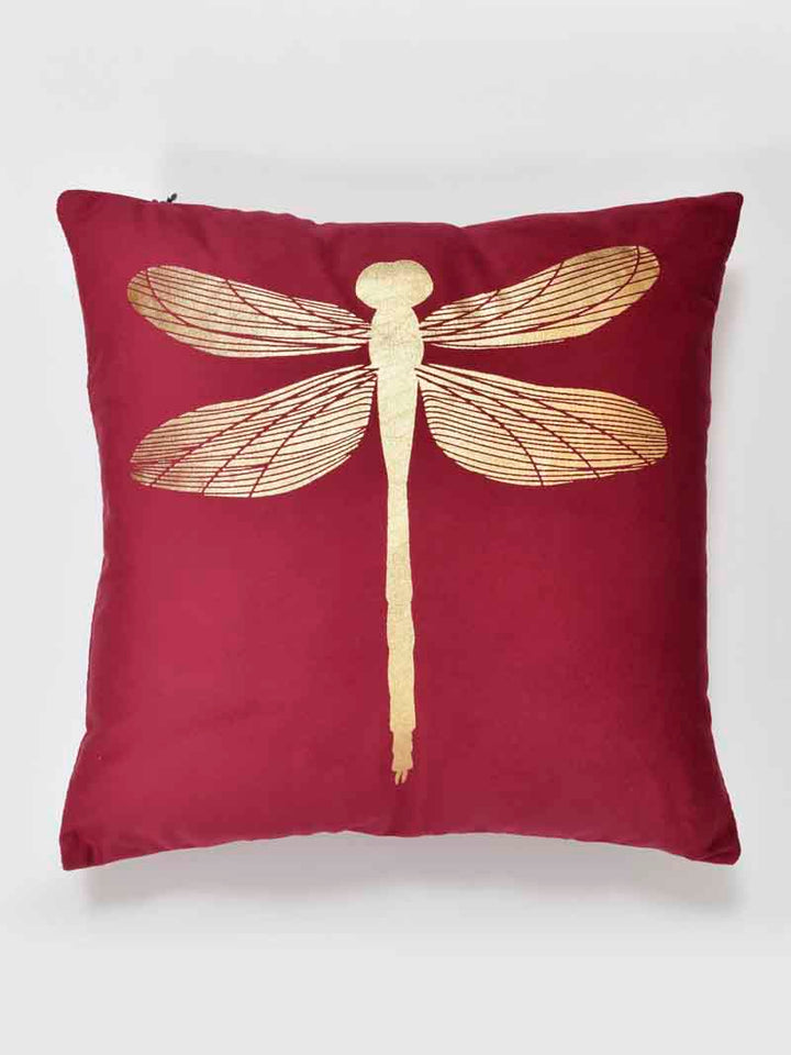 Velvet Cushion Covers; Set of 2; Butterfly On Red