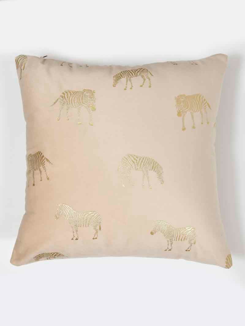 Velvet Cushion Covers; Set of 2; Zebra On Cream