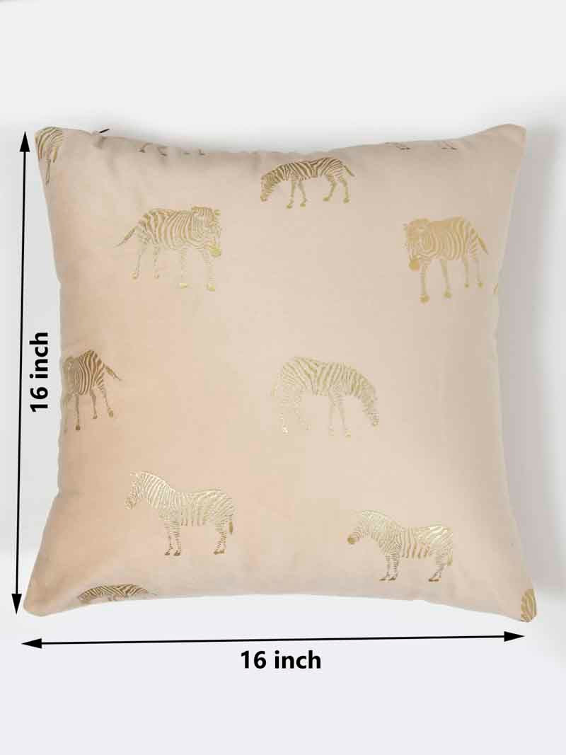 Velvet Cushion Covers; Set of 2; Zebra On Cream