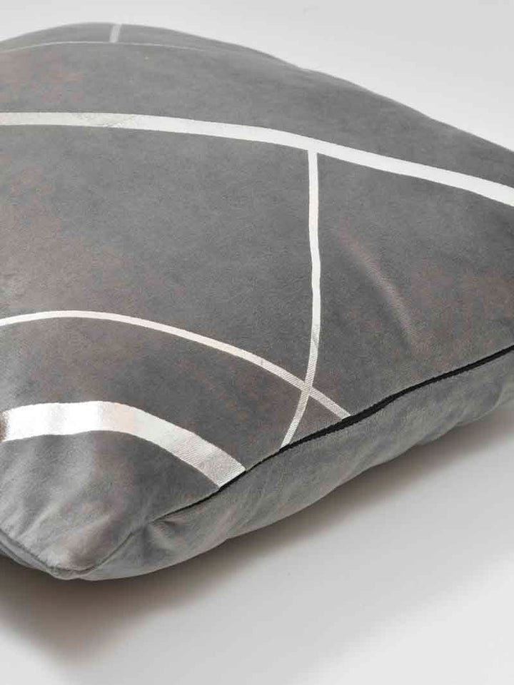 Velvet Cushion Covers; Set of 2; Geometric On Grey