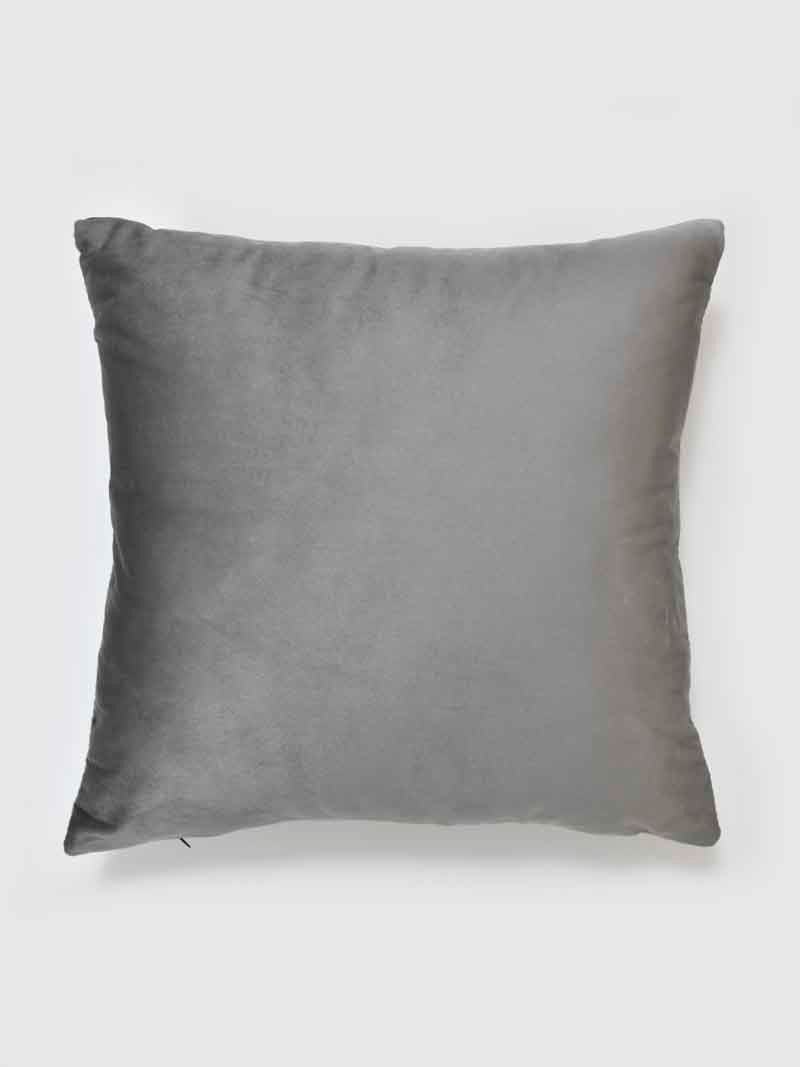 Velvet Cushion Covers; Set of 2; Geometric On Grey