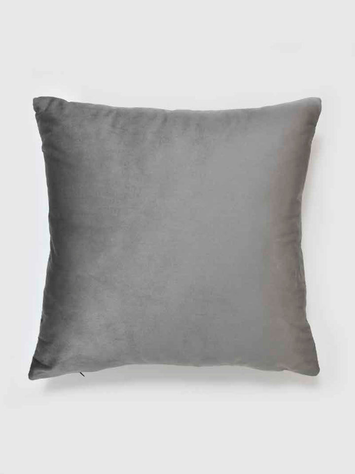 Velvet Cushion Covers; Set of 2; Geometric On Grey