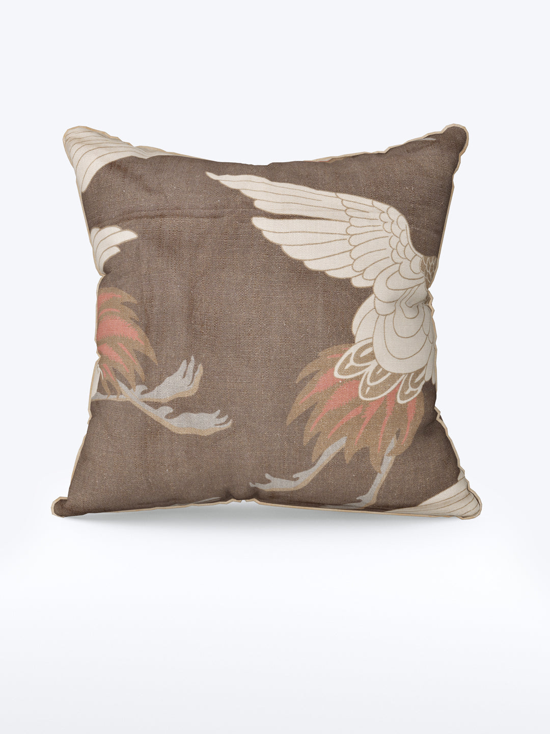 Cushion Cover Set Of 5; Bird On Brown