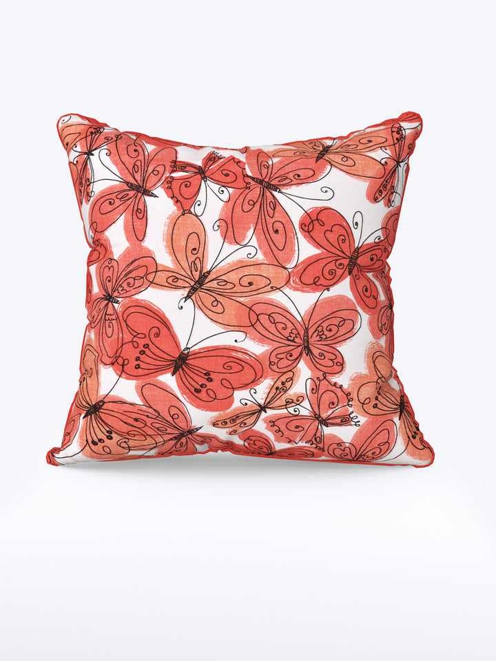 Cushion Covers Set of 2; Orange Butterfly