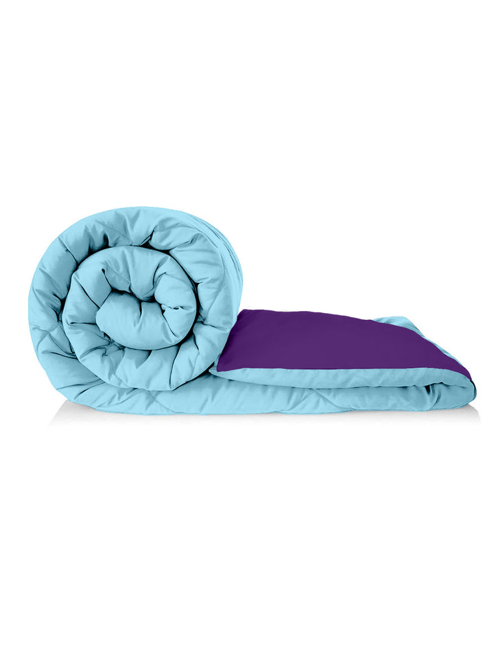 250GMS Reversible Double Bed King Size Comforter; 90x100 Inches; Aqua & Purple