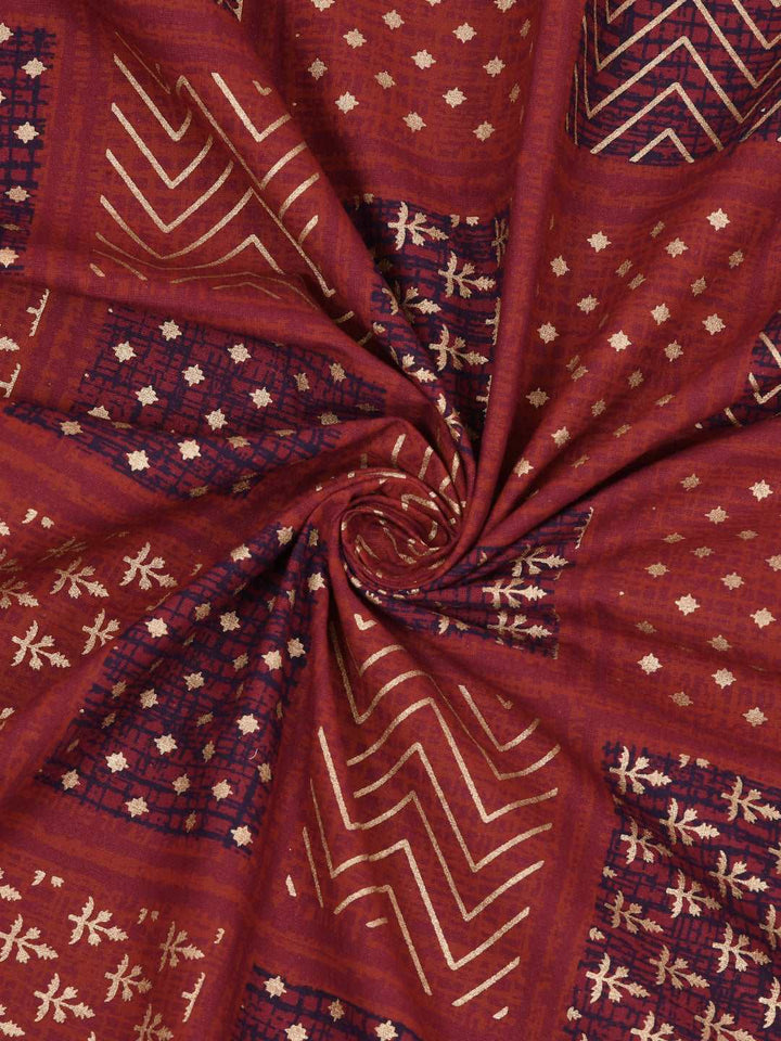 100% Cotton Table Cover 6 Seater, Golden Maroon