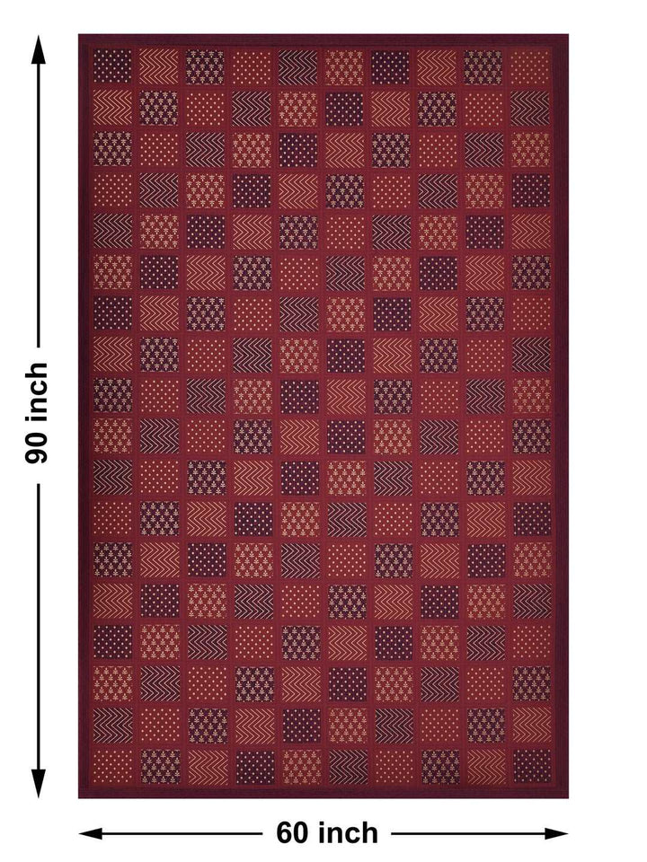 100% Cotton Table Cover 6 Seater, Golden Maroon