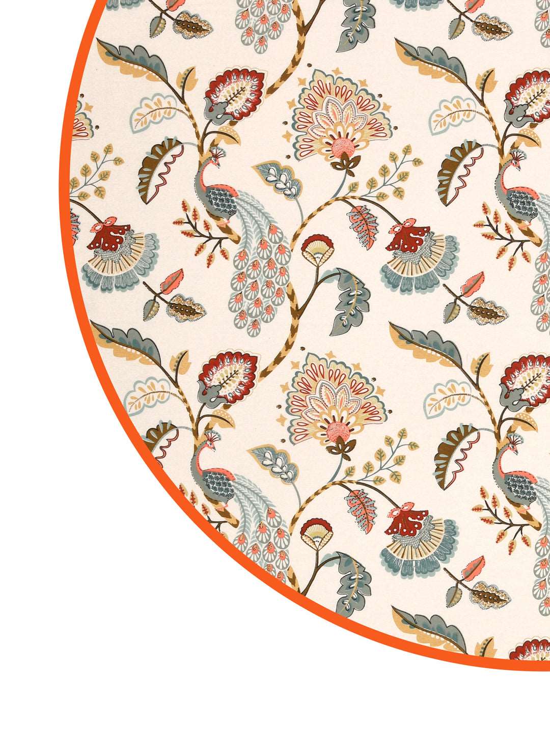 100% Cotton 4 Seater Round Table Cover; 60x60 Inches; Multicolor Peacock