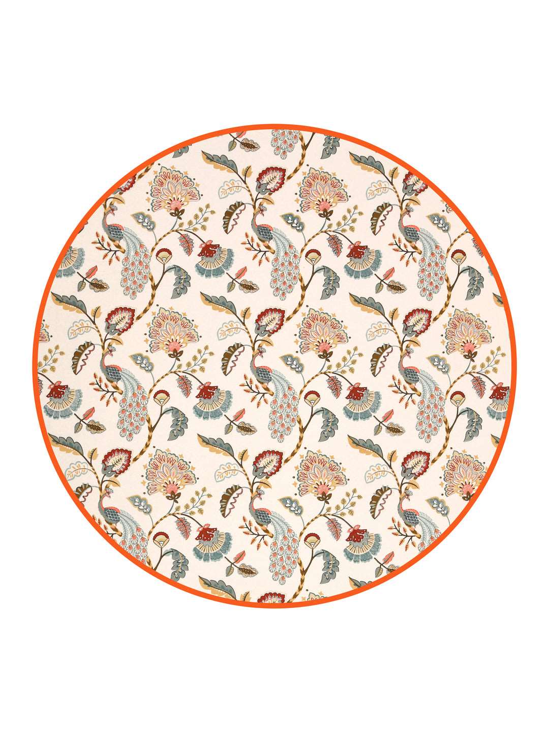 100% Cotton 4 Seater Round Table Cover; 60x60 Inches; Multicolor Peacock