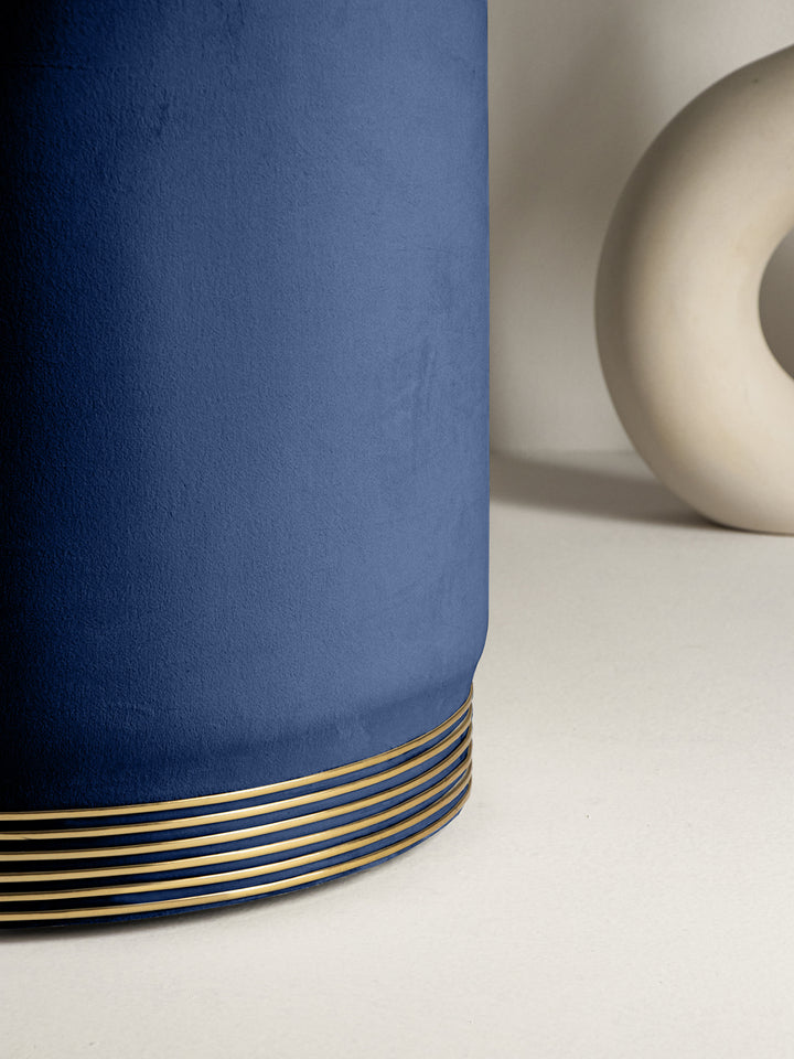 Suede Blue Stool With Gold Rings