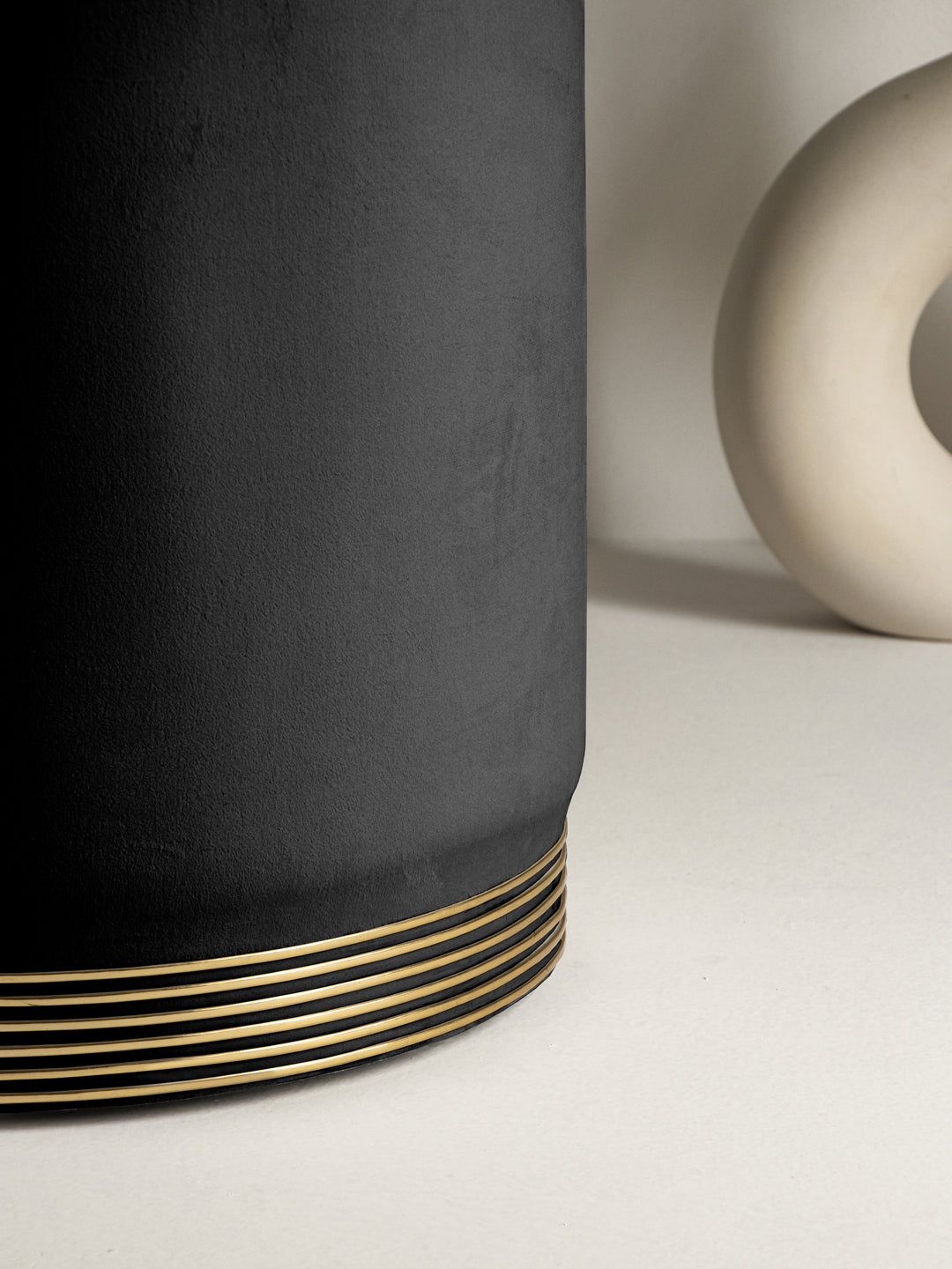Midnight Black Stool With Gold Rings