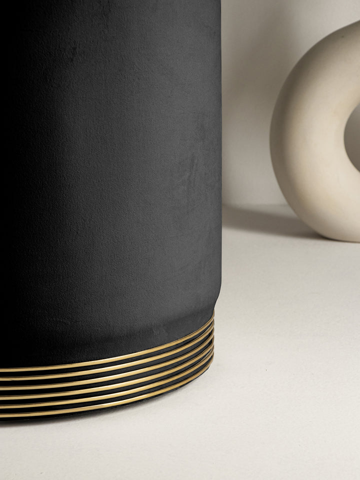 Midnight Black Stool With Gold Rings