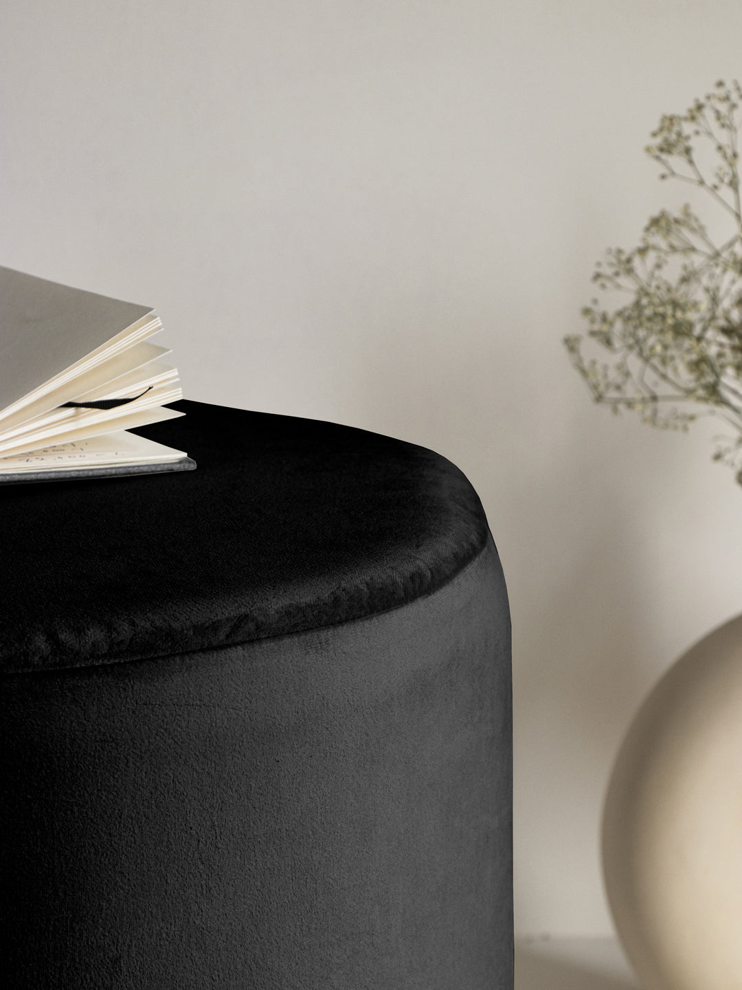Midnight Black Stool With Gold Rings