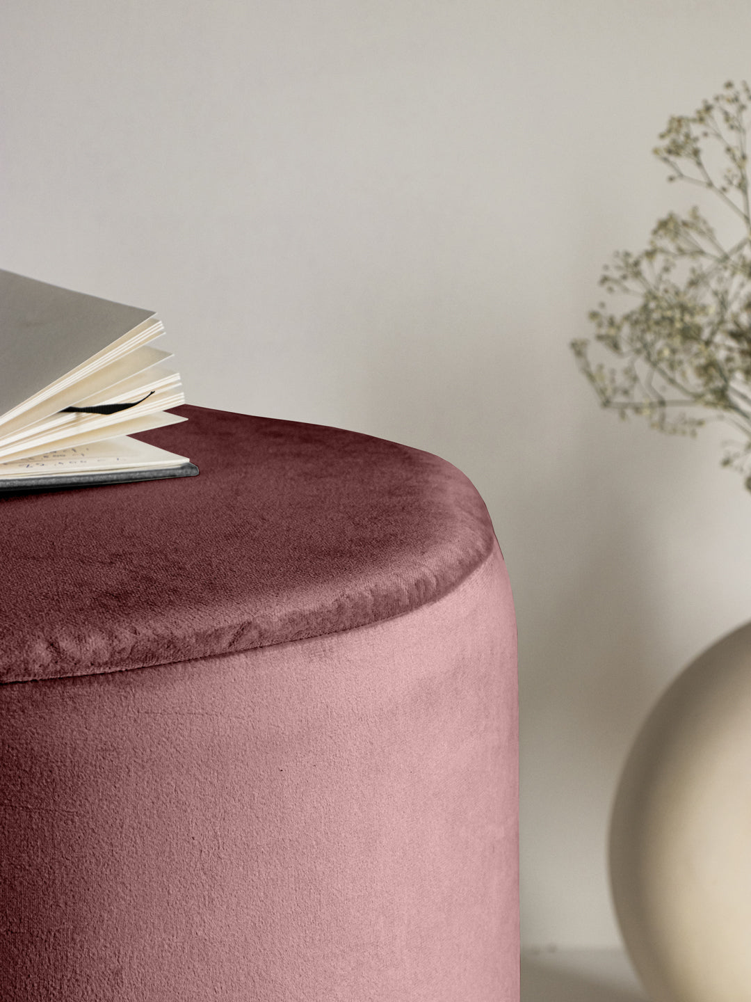 Suede Kobi Pink Stool With Gold Rings