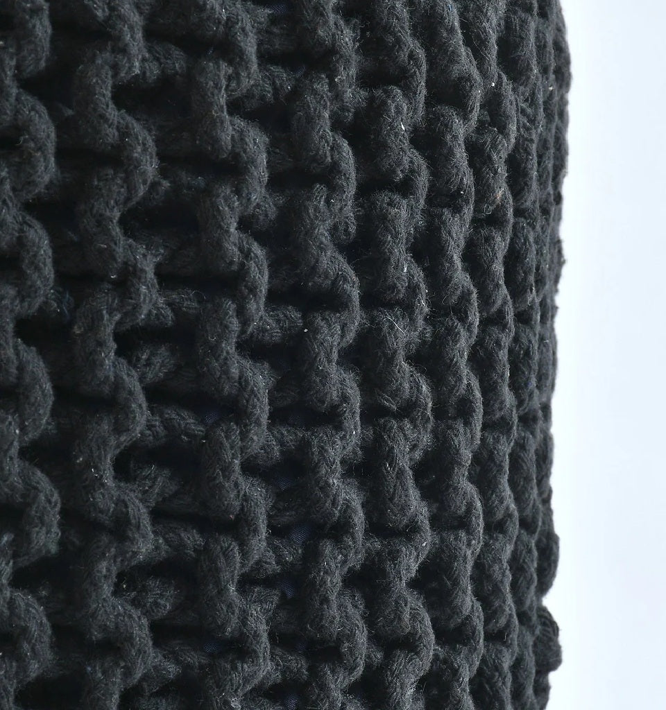 Knitted Cotton Ottoman/Stool; Black