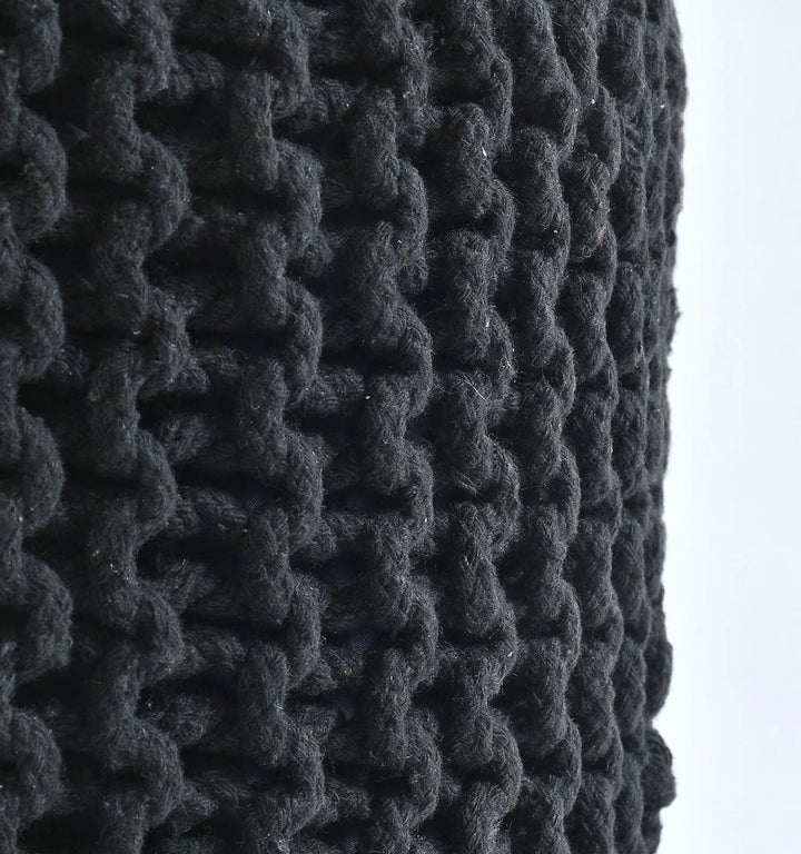 Knitted Cotton Ottoman/Stool; Black