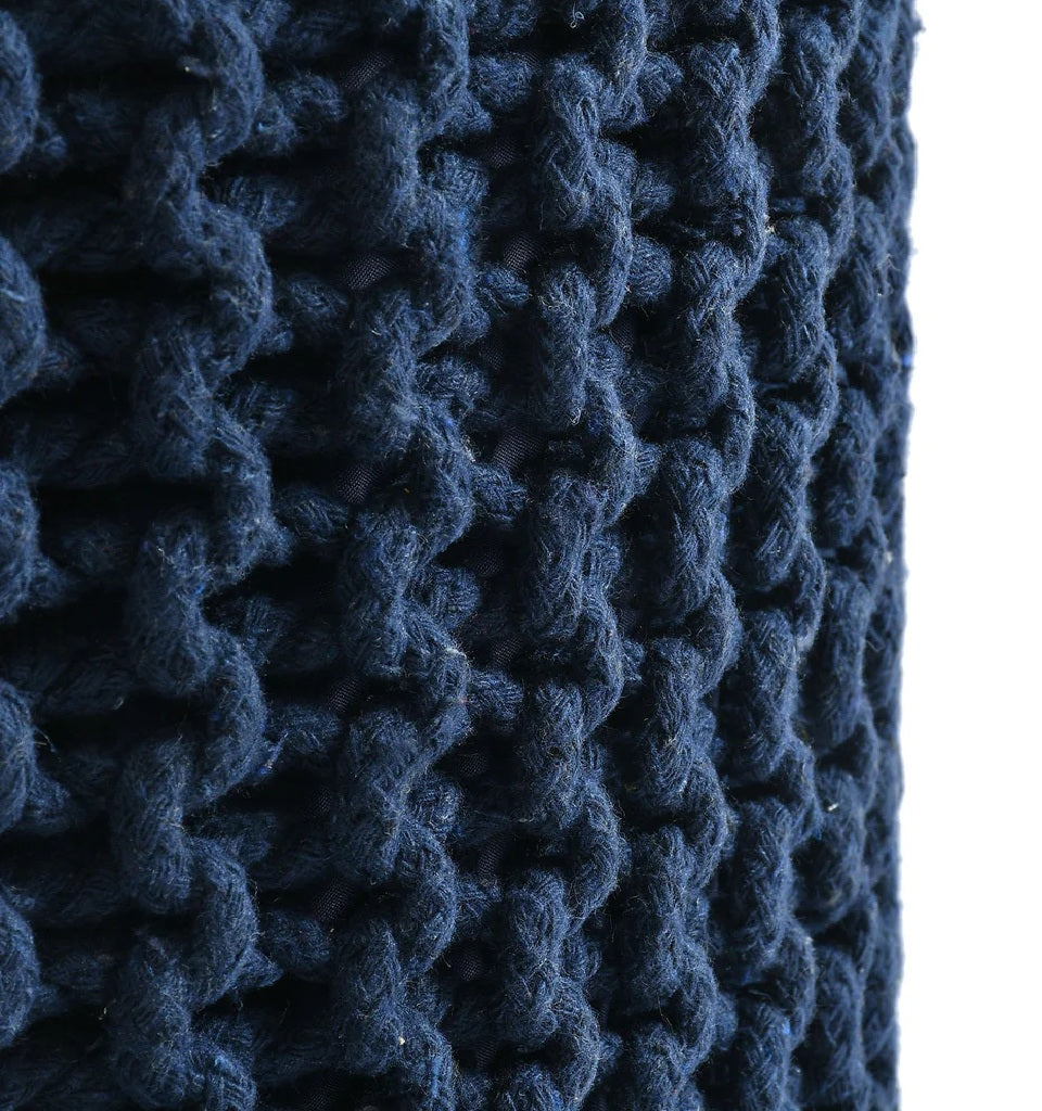 Knitted Cotton Ottoman/Stool; Blue