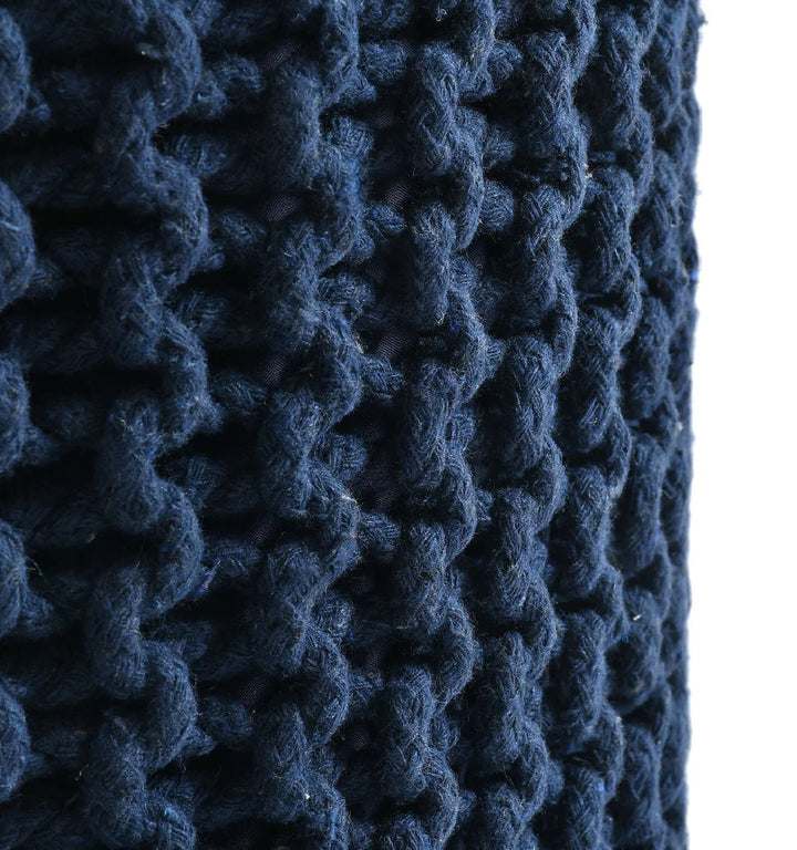 Knitted Cotton Ottoman/Stool; Blue