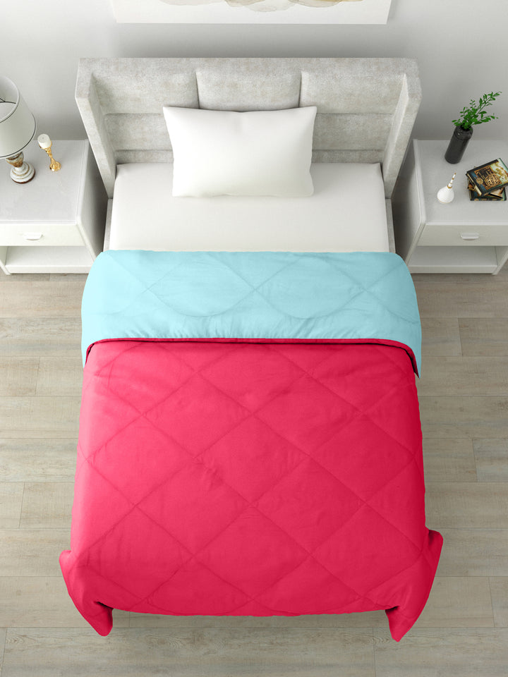 Reversible Single Bed Comforter 200 GSM 60x90 Inches (Pink & Aqua Blue)