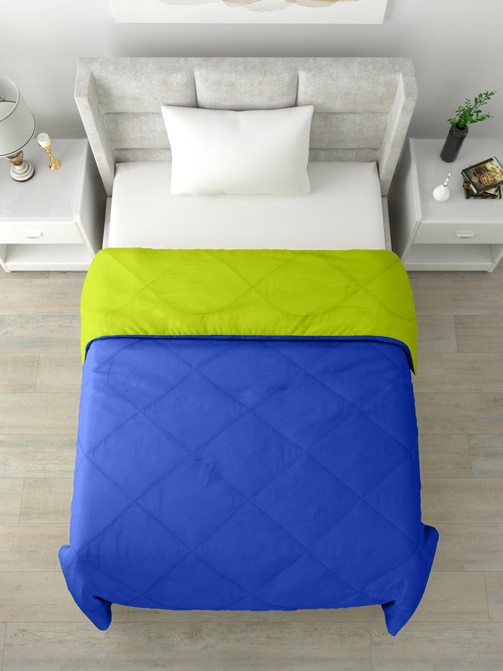 Reversible Single Bed Comforter 200 GSM 60x90 Inches (Green & Blue)