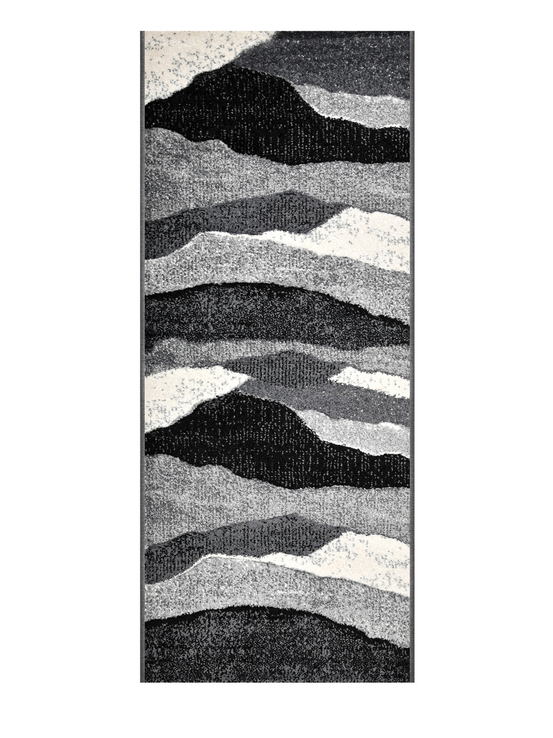 Bedside Runner Carpet Rug With Anti Skid Backing; 57x140 cms; Grey White Abstract