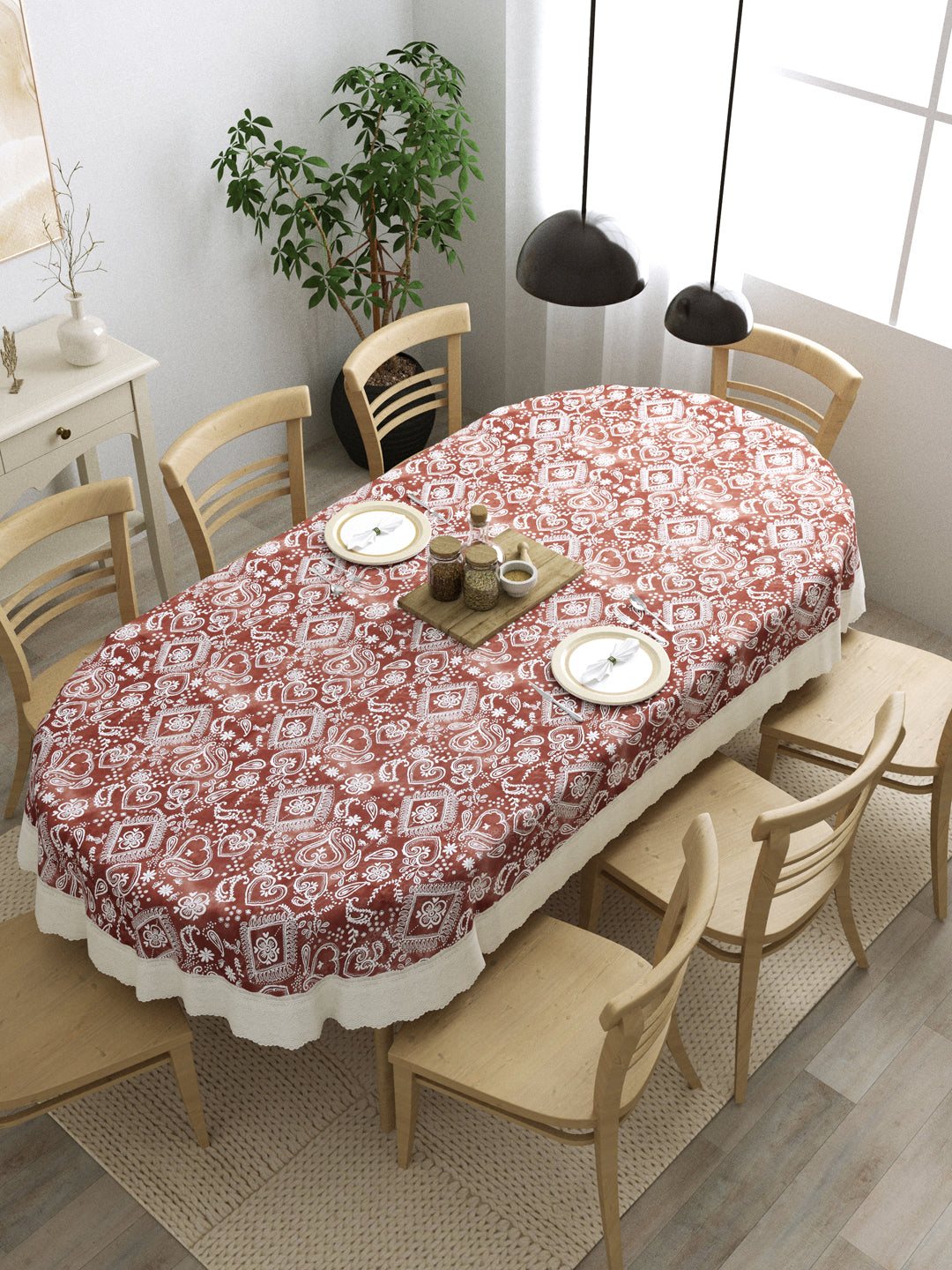 8 Seater Oval Dining Table Cover 60x108 Inches Material PVC Anti The Home Story