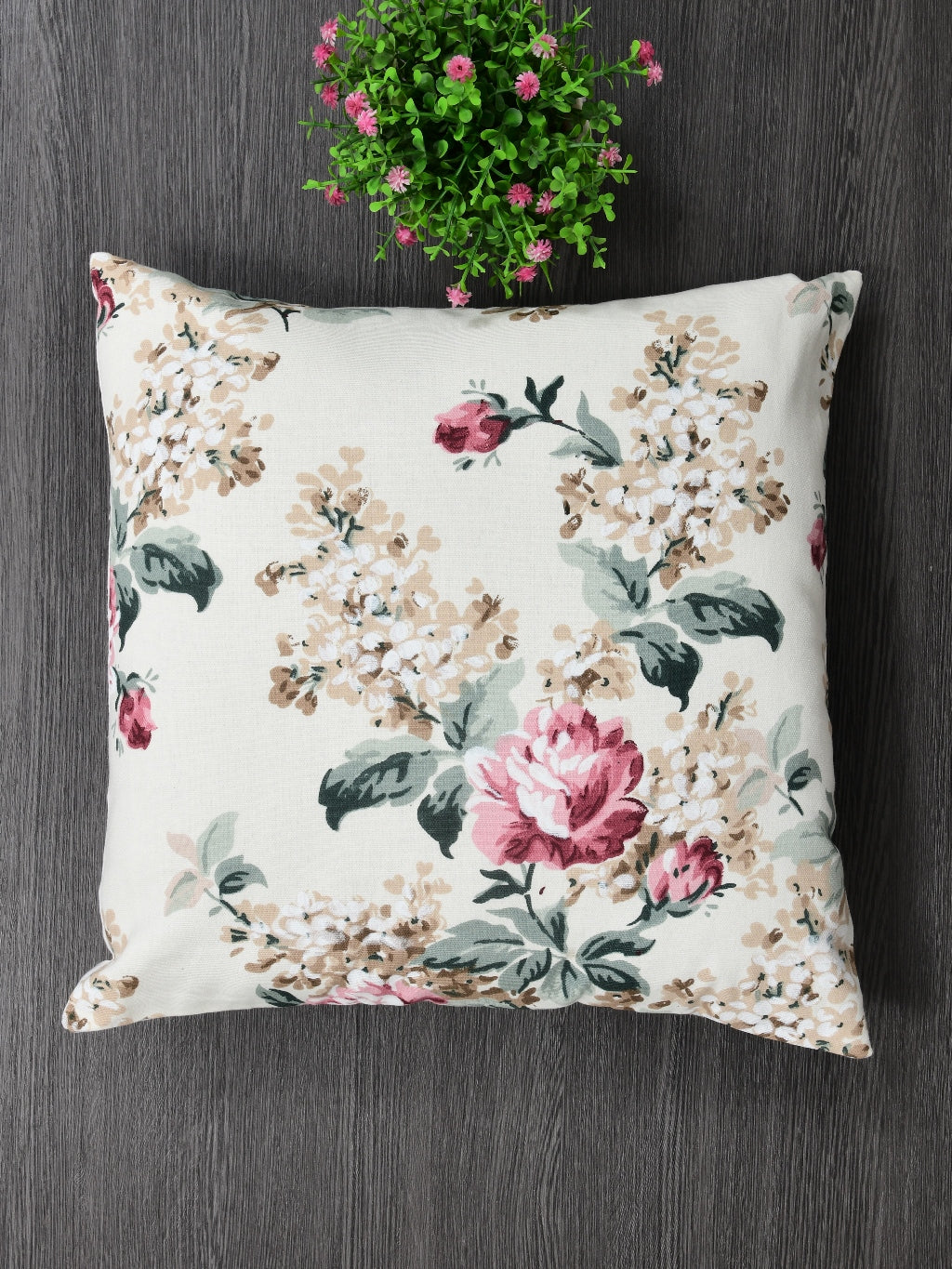 Vivid Blossom Floral Printed Cotton 12x12 Inch Cushion Covers Pack of 2