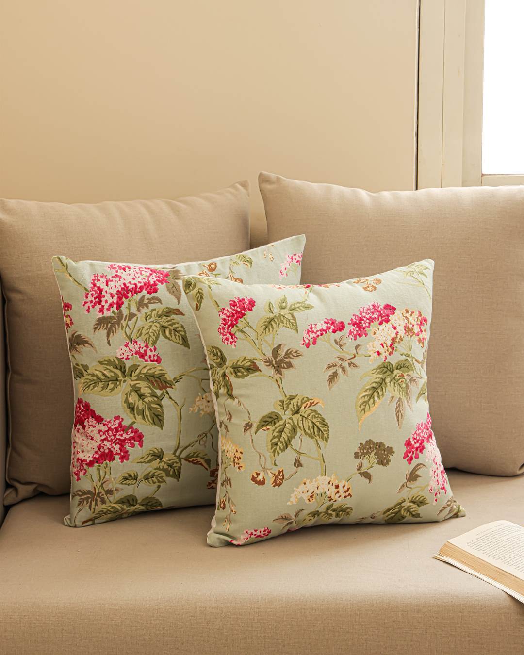 Duck Cotton Decorative Cushion Covers English Garden | Set of 2 Cushion Covers 12x12 Inch