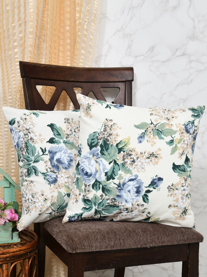 Spring Meadow Floral Printed Cotton 20x20 Inch Cushion Covers Pack of 2