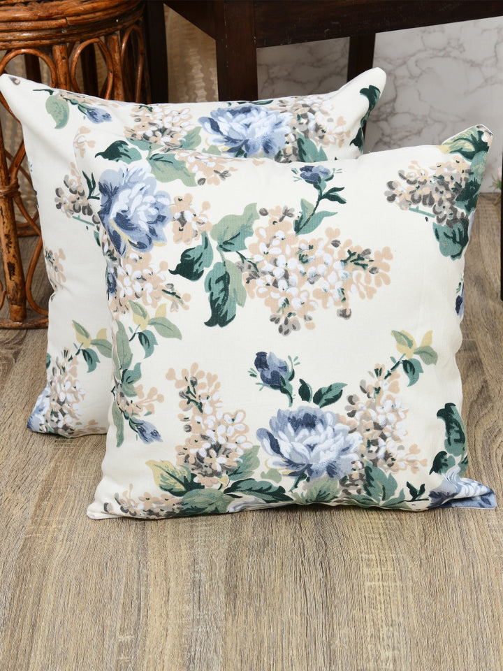 Spring Meadow Floral Printed Cotton 20x20 Inch Cushion Covers Pack of 2