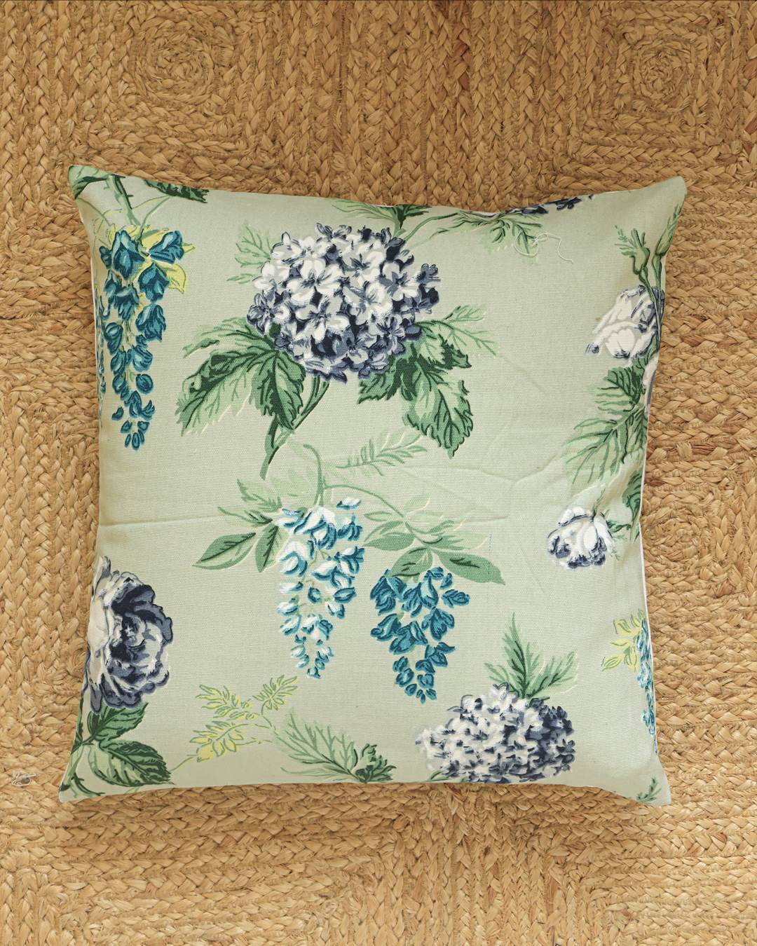 Duck Cotton Decorative Cushion Covers Sage Green Floral | Set of 5 Cushion Covers 20x20 Inch