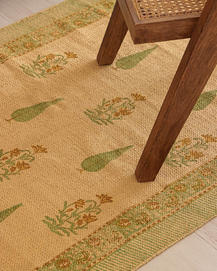 Hand Block Print Dari Carpet 3x5 Feet – Desert Meadow Rug with Tassels