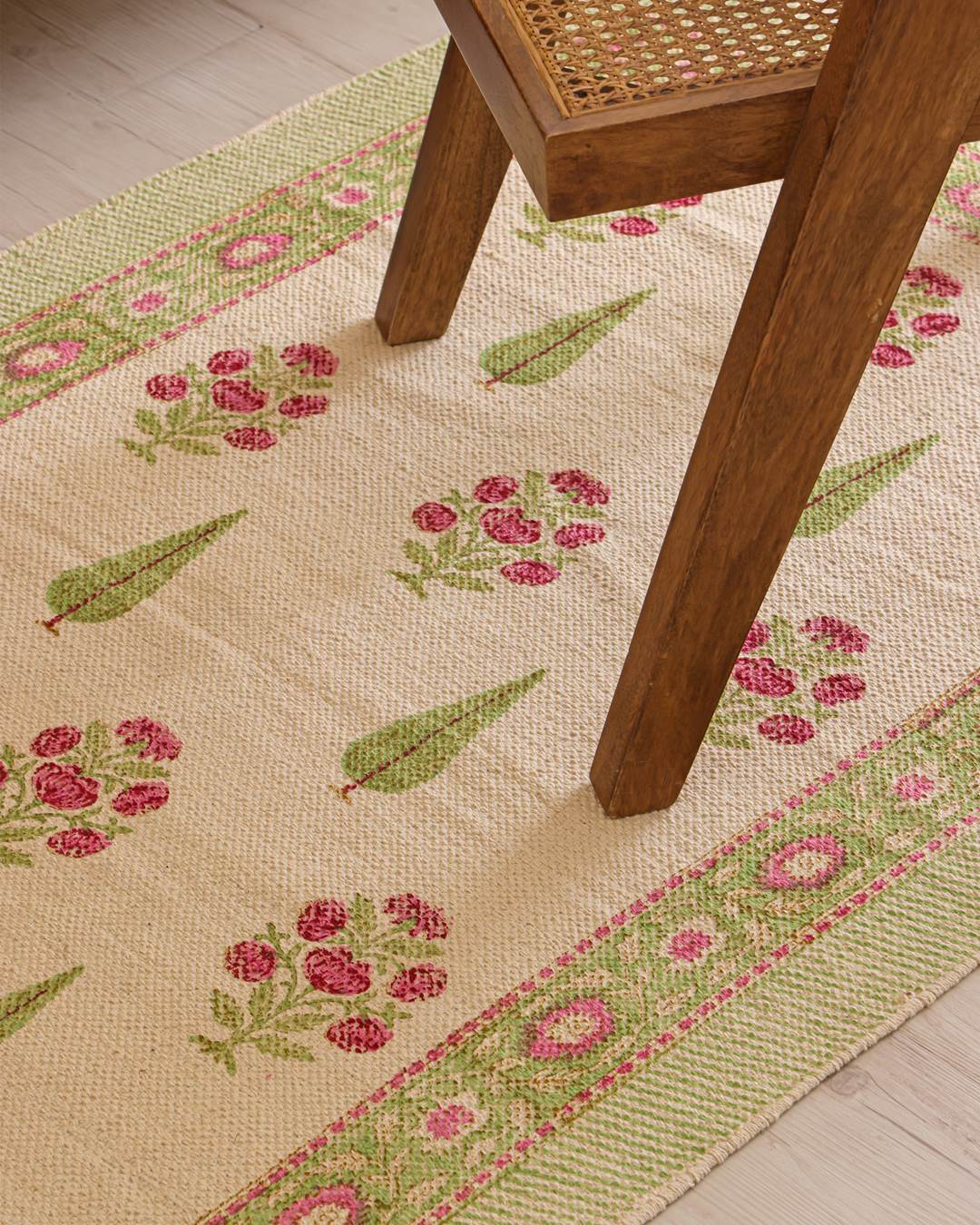 Hand Block Print Dari Carpet 3x5 Feet – Fresh Bloom Rug with Tassels