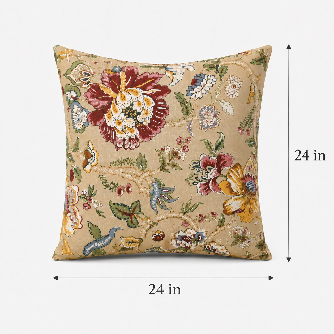 Clasiko Cotton Cushion Covers Set of 5 | 24x24 Inches | Floral Fushion