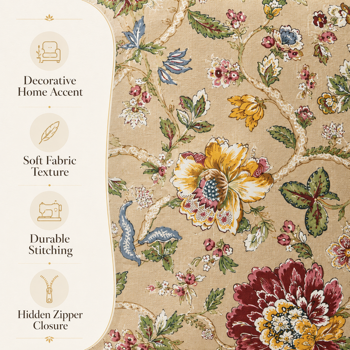 Clasiko Cotton Cushion Covers Set of 5 | 24x24 Inches | Floral Fushion