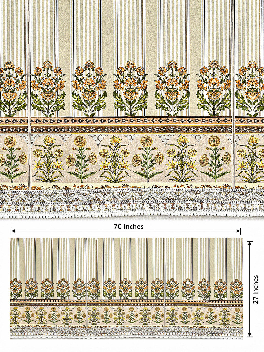Suede Velvet Sofa Mat | Anti Skid & Machine Washable Sofa Cover Protector | Heritage Stripe - Ivory Cream