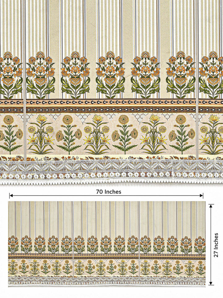Suede Velvet Sofa Mat | Anti Skid & Machine Washable Sofa Cover Protector | Heritage Stripe - Ivory Cream